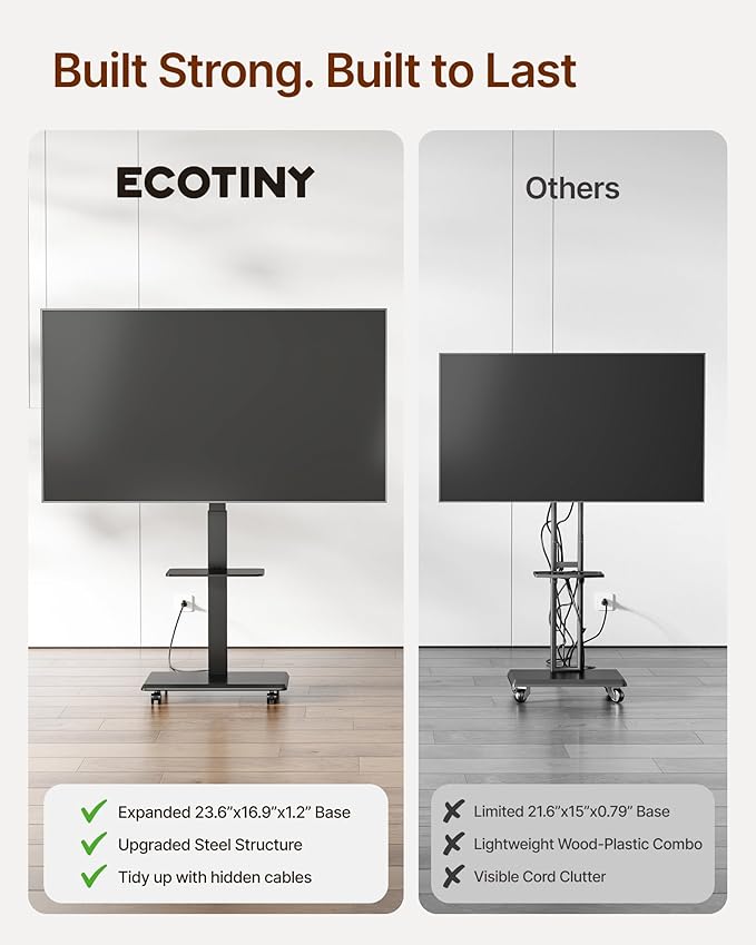ECOTINY Steel Base Rolling TV Stand - Image 4