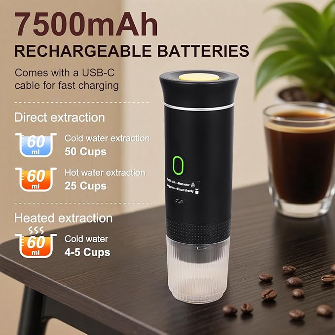 Coffee Maker Set, Portable Espresso Machine and Coffee Grinder, 3 in 1 Travel - Image 3
