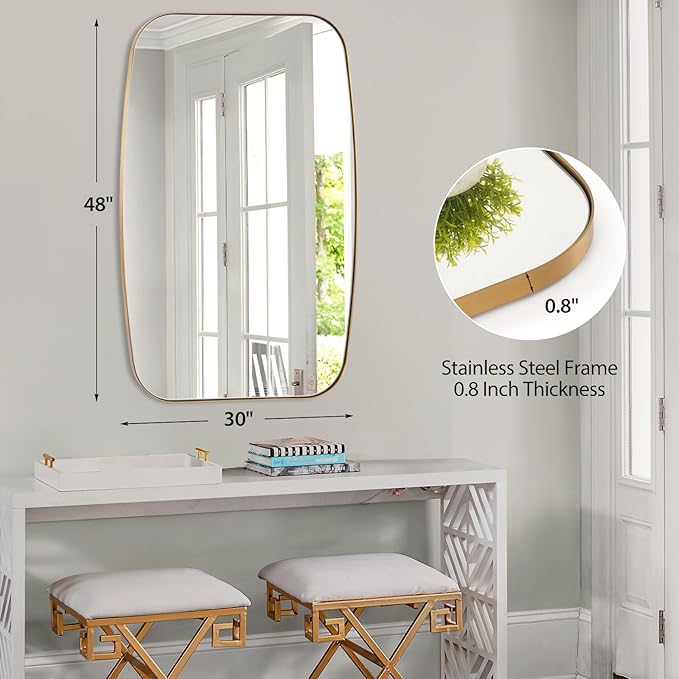 Oval Mirrors for Bathroom, Brushed Gold Oblong Bathroom Wall Mounted Modern - Image 6
