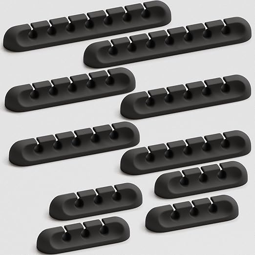 Apromisith USB Cable Organizer Clips Cord Holder, 10 Packs Black Self Adhesive by Apromisith