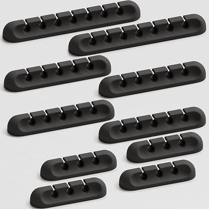 Apromisith USB Cable Organizer Clips Cord Holder, 10 Packs Black Self Adhesive by Apromisith