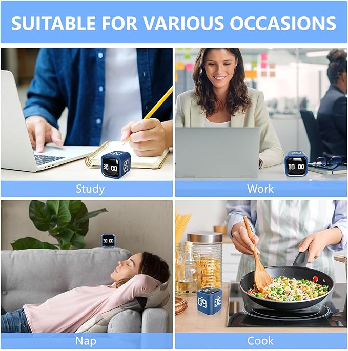 GuDoQi Multi-Function Cube Timer, 5/10/30/60 Min & Custom Count Down, Included - Image 6