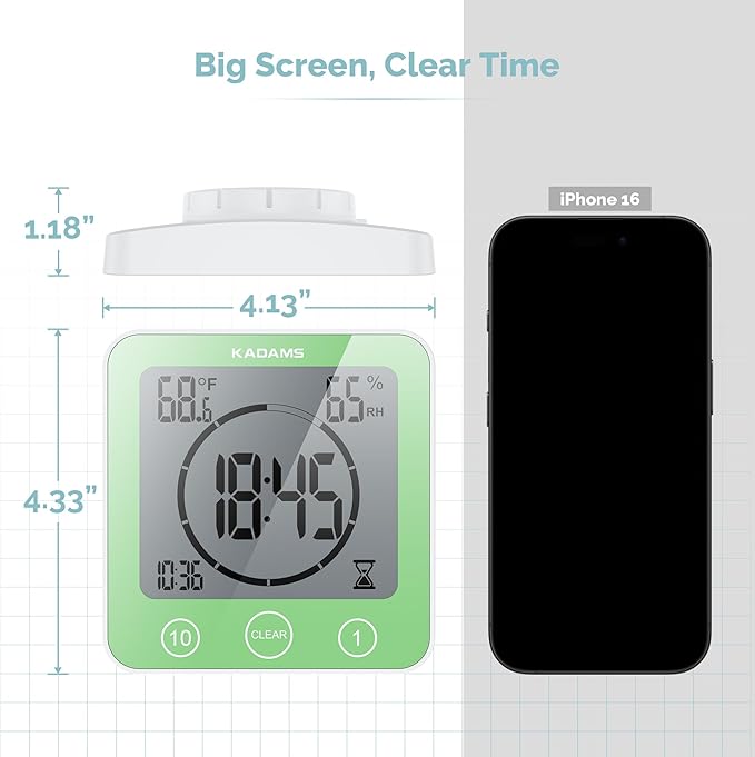 KADAMS Shower Clock Waterproof Bathroom Timer – Digital Wall Clock - Image 7
