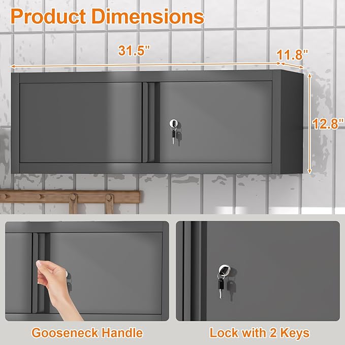 GREATMEET Metal Garage Storage Cabinets, Lockable Storage Cabinet - Image 3