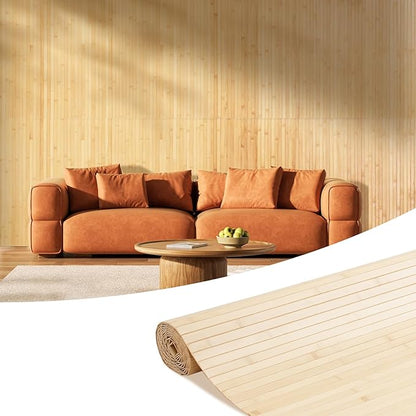 OUZUGIE 1 Pack 96x48 Inch Natural Bamboo Wall Panel – Carbonized Pole Wrap by OUZUGIE