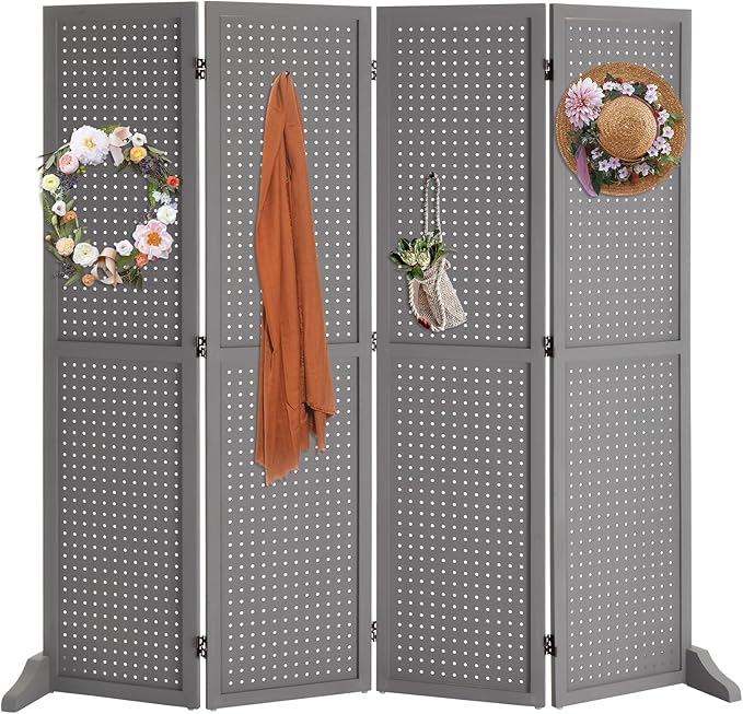 Bonnlo 4 Panel Pegboard Freestanding, 5 FT Portable Display Board Organizer by Bonnlo