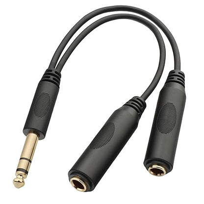 TISINO 6.35mm Jack Splitter Cable, Headphone Splitter Cable, Stereo Male to by Tisino