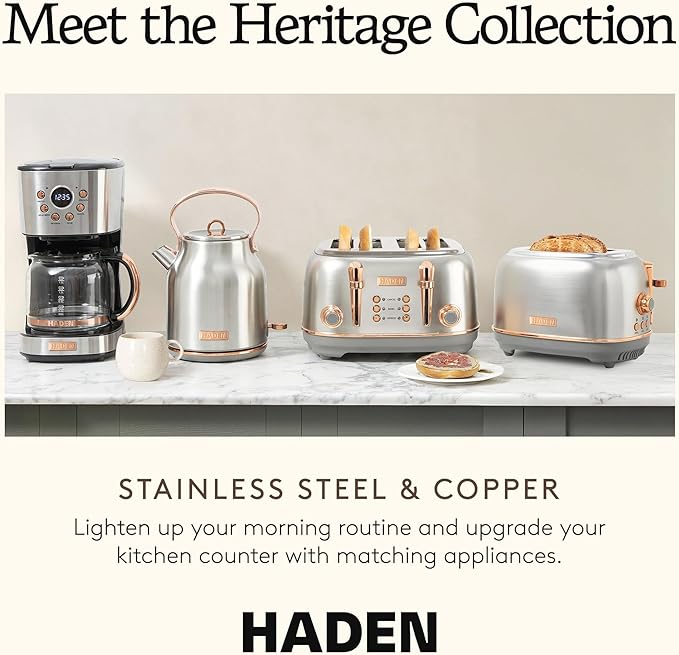 Haden Heritage 2 Slice Wide Slot Stainless Steel Toaster - Image 5