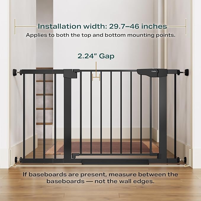 Cumbor 29.7-46" Baby Gate for Stairs, Mom's Choice Awards Winner-Auto Close Dog - Image 2