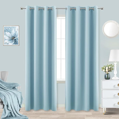 KOUFALL Light Blue Curtains 84 Inch Length by KOUFALL