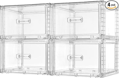 Vtopmart 4 Pack 18QT Clear Stackable Storage Drawers, Easily Assemble Closet by Vtopmart