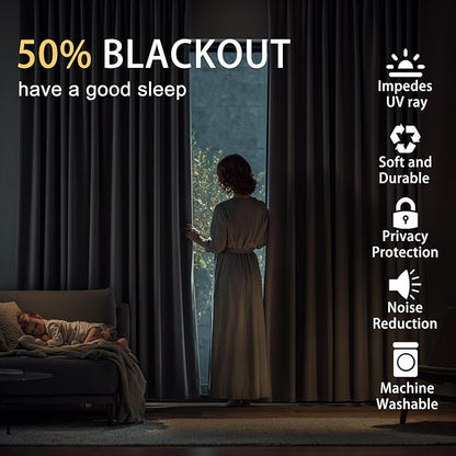 JIUZHEN Greyish White Blackout Curtains - Image 4