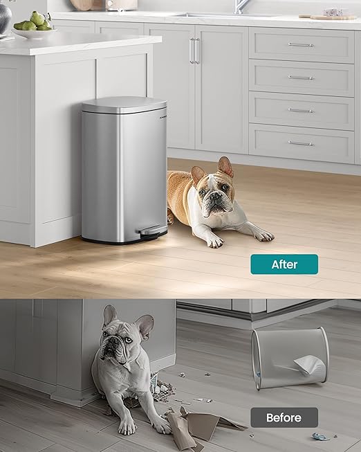 SONGMICS 13 Gallon Trash Can, Stainless Steel Kitchen Garbage Can, Recycling or - Image 7