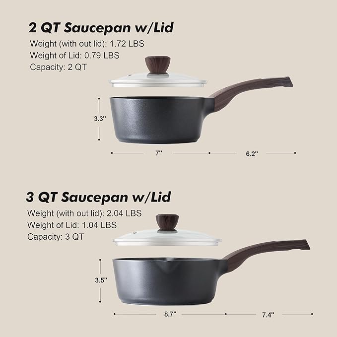 SENSARTE 2.0 & 3.0 Quart Sauce Pan Sets - Image 7