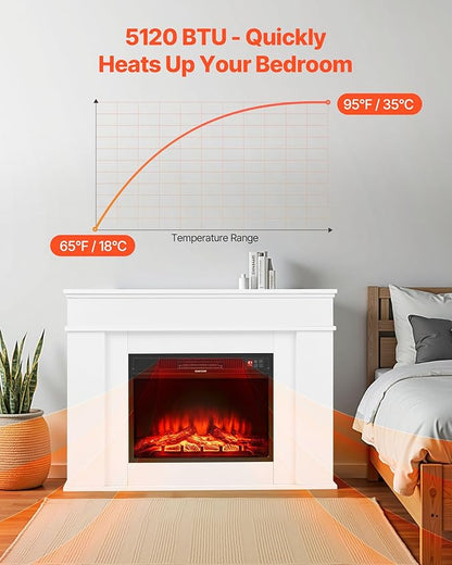 VEVOR 43 inch Freestanding Fireplaces, 1500W 5120BTU Fake Electric Fireplace - Image 3