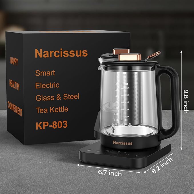 Narcissus Electric Kettle Temperature Control ±5℉, 1.8L Glass Electric Tea - Image 8
