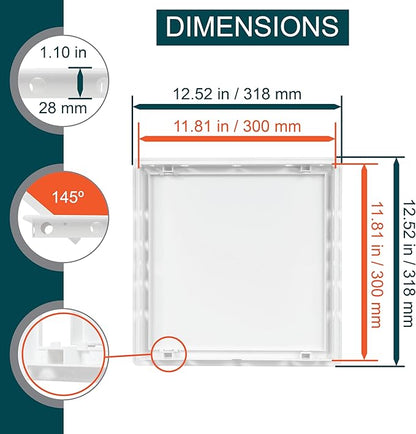 12" x 12" White Plastic Access Panel. Service Shaft Door Panel. Plumbing - Image 2