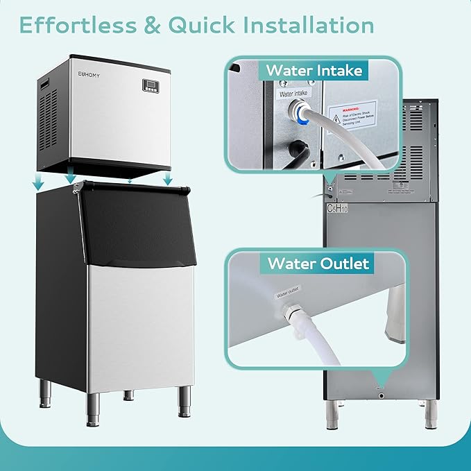 EUHOMY Commercial Ice Maker Machine 500Lbs/24H, SECOP Compressor&ETL Approval - Image 5