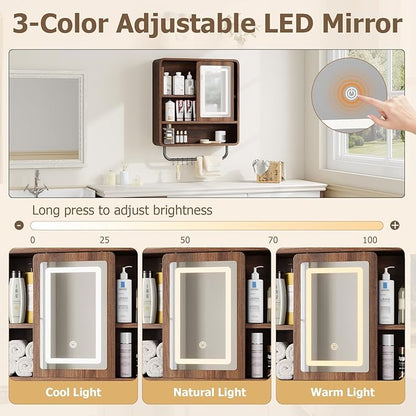 QUW Bathroom Wall Cabinet with Sliding Mirror Door, Modern Medicine Cabinet - Image 5