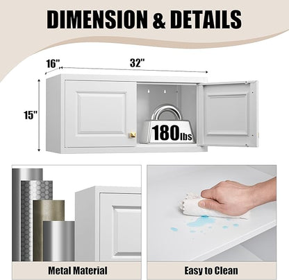 Metal Storage Cabinet with Doors, Small Kitchen Storage Cabinets, Steel - Image 3