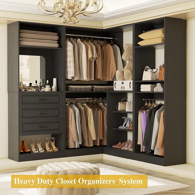 Unikito Closet System with Drawers，86”Modular Corner Closet Organizer System - Image 5