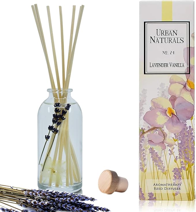 Urban Naturals Lavender Vanilla Reed Diffuser Set | Room Scent Infuser - Image 3