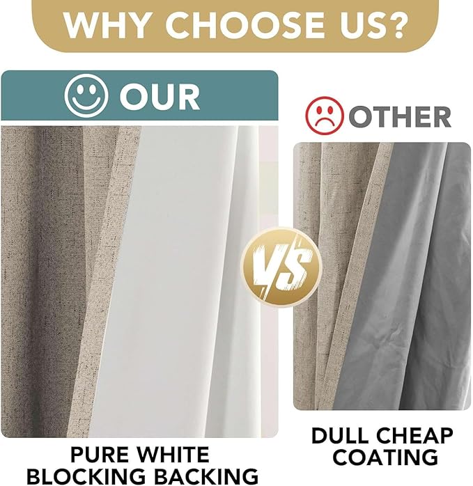 H.VERSAILTEX Linen Curtains 100% Blackout Curtains - Image 3