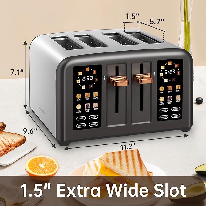 SEEDEEM Toaster 4 Slice, Stainless Steel, Touch Screen - Image 2