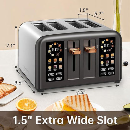 SEEDEEM Toaster 4 Slice, Stainless Steel, Touch Screen - Image 2