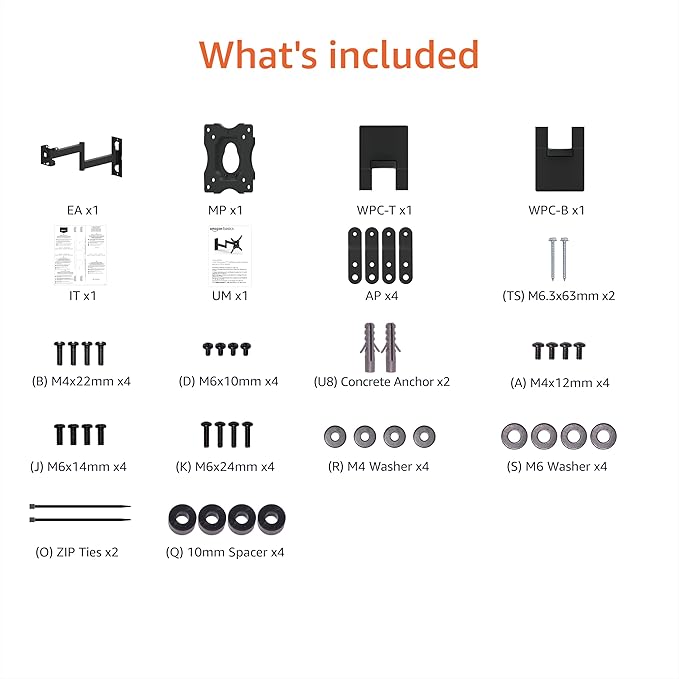 Amazon Basics Full Motion TV Wall Mount fits 12" to 40" TVs and VESA 200x200 - Image 5