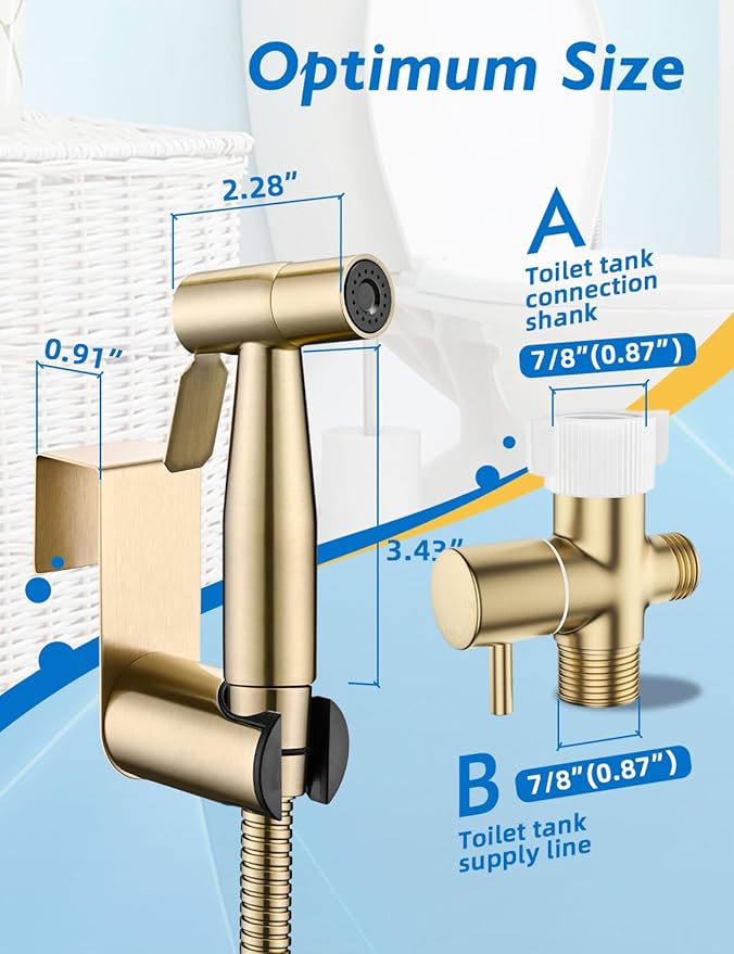Gold Handheld Bidet Sprayer for Toilet, BRITULIF Jet Sprayer for Toilet Muslim - Image 2