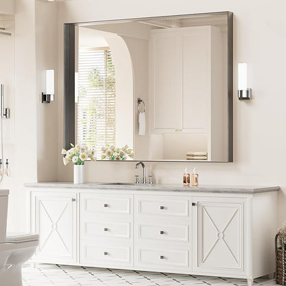 Koonmi 36x48 Inch Black Metal Framed Bathroom Mirror - Image 2