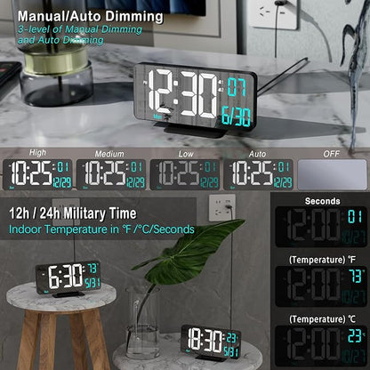 KOSUMOSU Digital Alarm Clock 6.7in Black Clock - Image 3