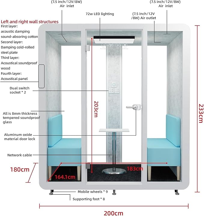 GEARONIC Mobile Office Pod Booth, Sound Proof Office Pod Booth - Image 8