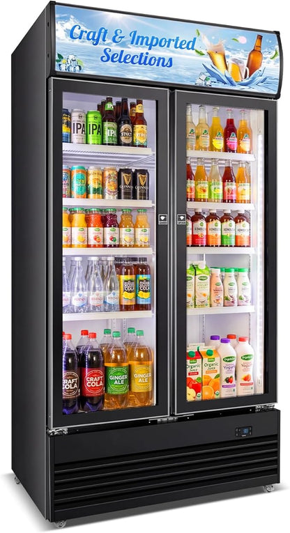 Commercial Display Beverage Fridge, 40″ Double Glass Door Refrigerator by Velivi-SpecialistinFridge
