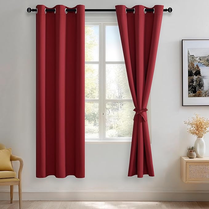 JIUZHEN Red Blackout Curtains for Bedroom by JIUZHEN