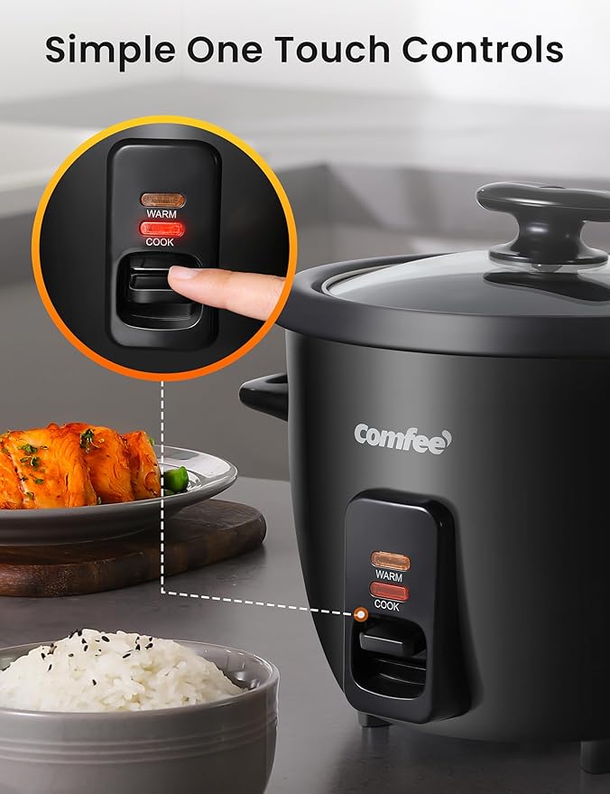 COMFEE' Rice Cooker, 6-Cup Cooked/3-Cup Uncooked, Removable Non-Stick Bowl - Image 3