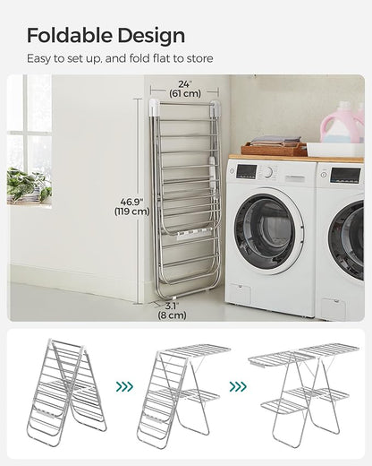 SONGMICS Clothes Drying Rack, Foldable 2-Level Laundry Drying Rack, - Image 7