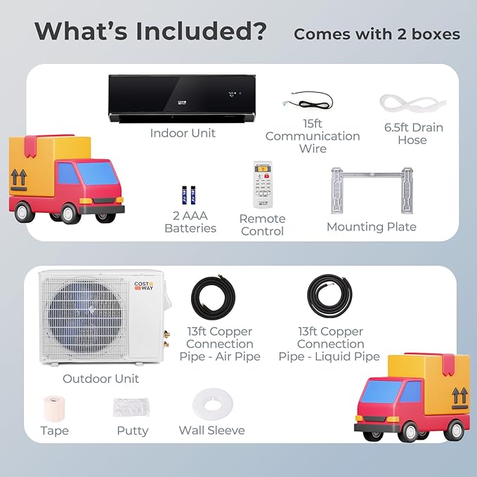 COSTWAY 12000 BTU Wifi Enabled Mini Split Air Conditioner & Heater, 22 SEER2 - Image 7