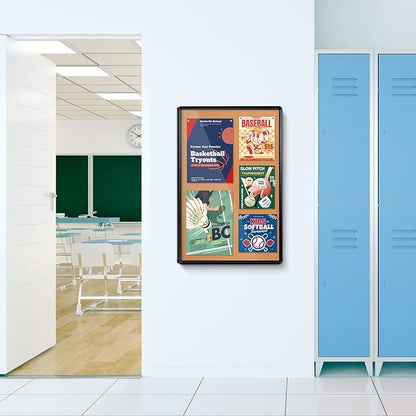 Enclosed Bulletin Board Cork Board 36x24 in, Lockable Wall Display Case - Image 7