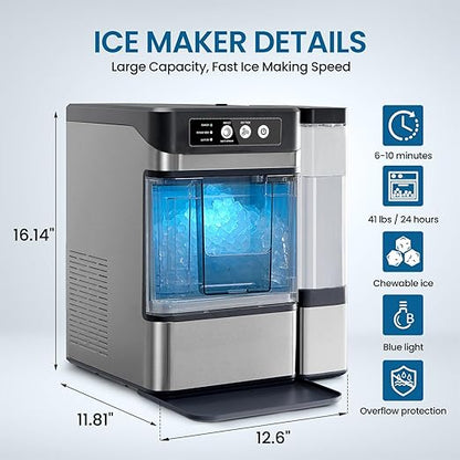 Chewable Crunchable Countertop Nugget Ice Maker，with Side Water Tank, 41 Lbs in - Image 5