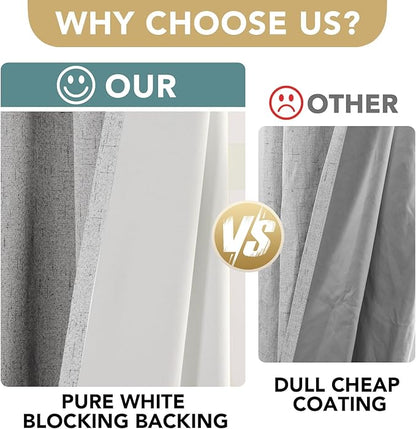 H.VERSAILTEX Linen Blackout Curtains Durable Thick Textured Linen Look 100% - Image 3