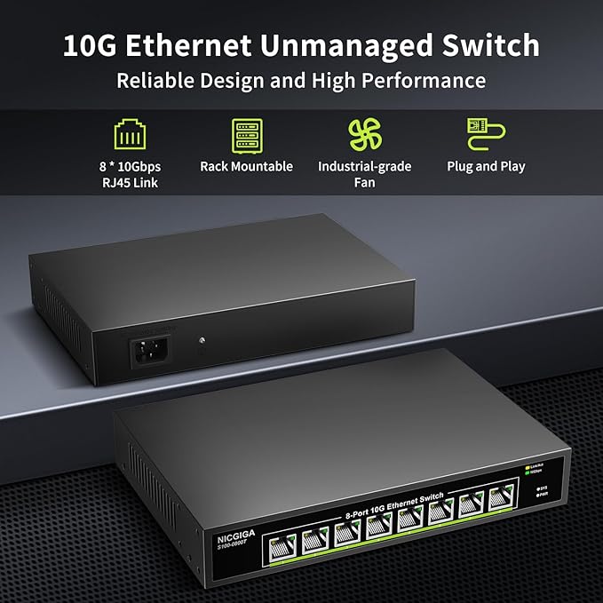 8 Port 10G Ethernet Switch Unmanaged, - Image 3