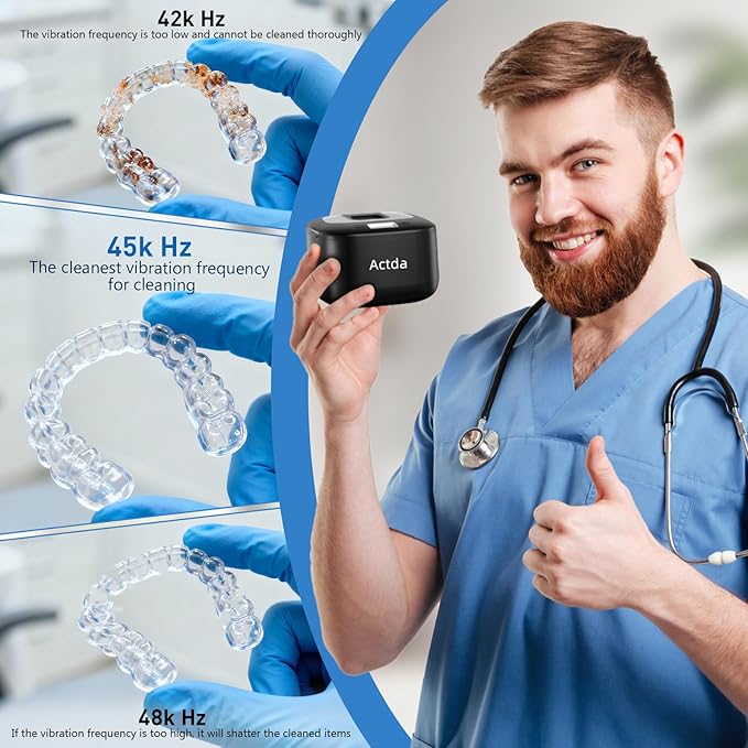 Ultrasonic Retainer Cleaner, Upgraded Wireless Professional Sonic Dental - Image 2