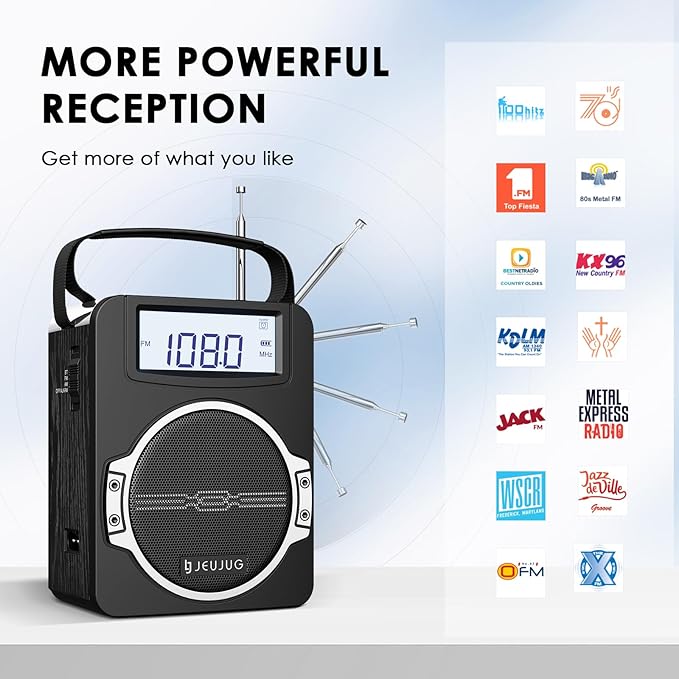JEUJUG Radio Portable AM FM Digital Radios Clock Radio - Image 2