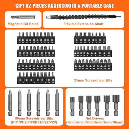 ENERTWIST 8V Cordless Electric Screwdriver, 21+1 Cluth, Dual Position Handle - Image 5