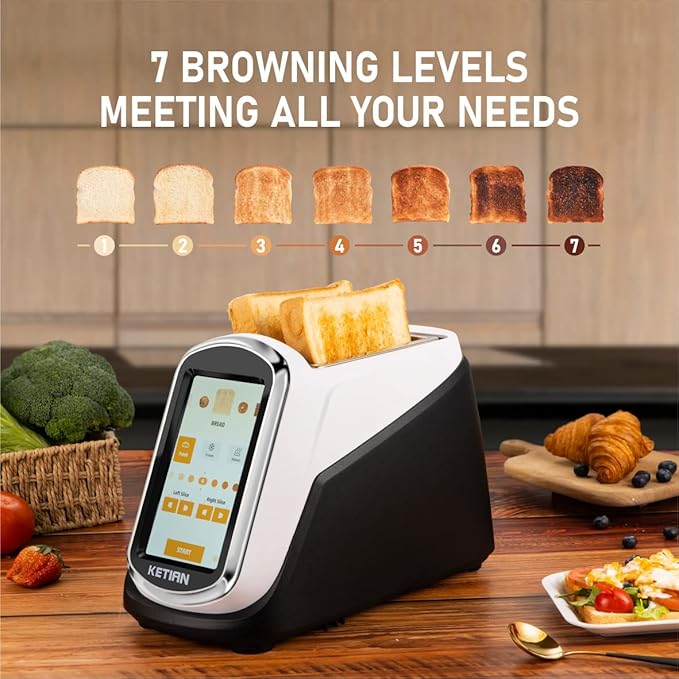 2 Slice Touchscreen Toaster, 2 Wide Slots, Smart Bread Toaster - Image 6