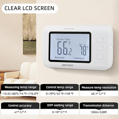 Remote Control Thermostat, pre-Wire Temp Controller - Image 5