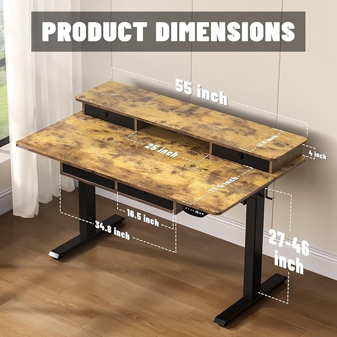 55 * 30 Inches Electric Standing Widened Desk Adjustable Height - Image 3