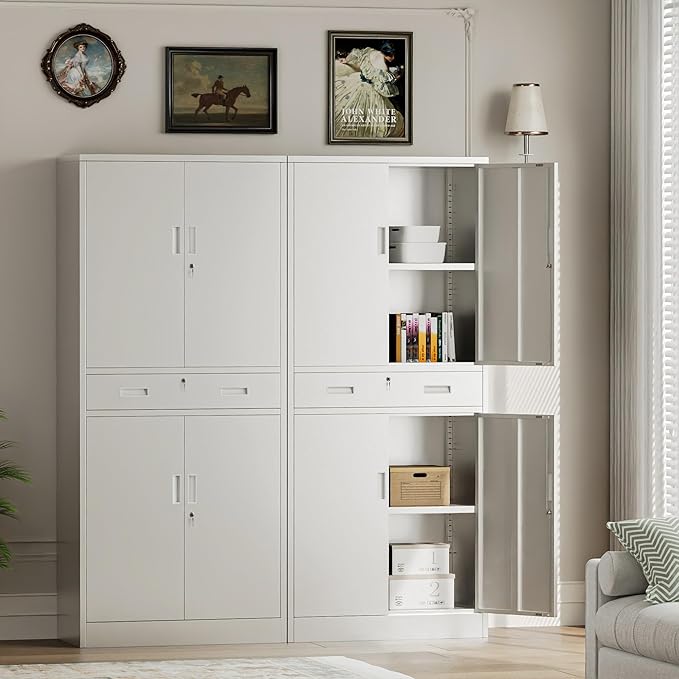 Metal Storage with 1 Drawer, Steel Storage File Cabinet - Image 2